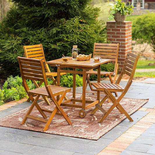 Plow & Hearth Kingswood 5 Piece Folding Table and Chair Set