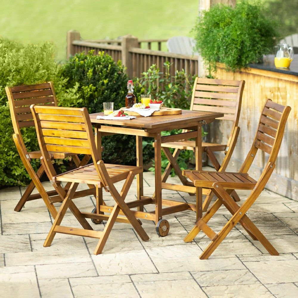 Plow & Hearth Kingswood 5 Piece Folding Table and Chair Set