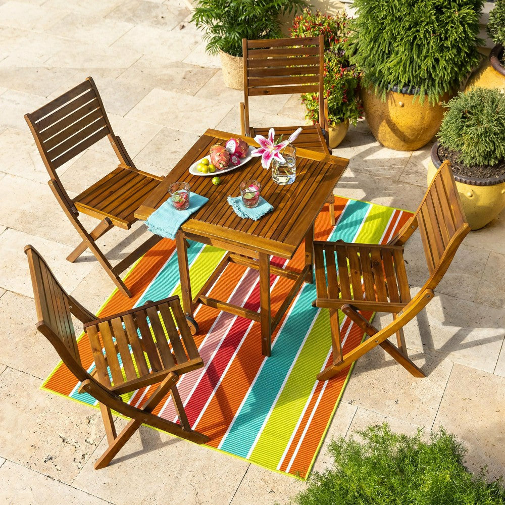 Plow & Hearth Kingswood 5 Piece Folding Table and Chair Set
