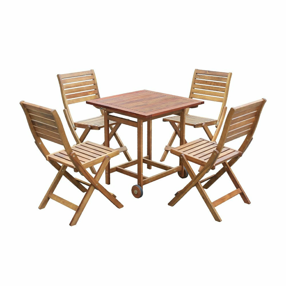 Plow & Hearth Kingswood 5 Piece Folding Table and Chair Set