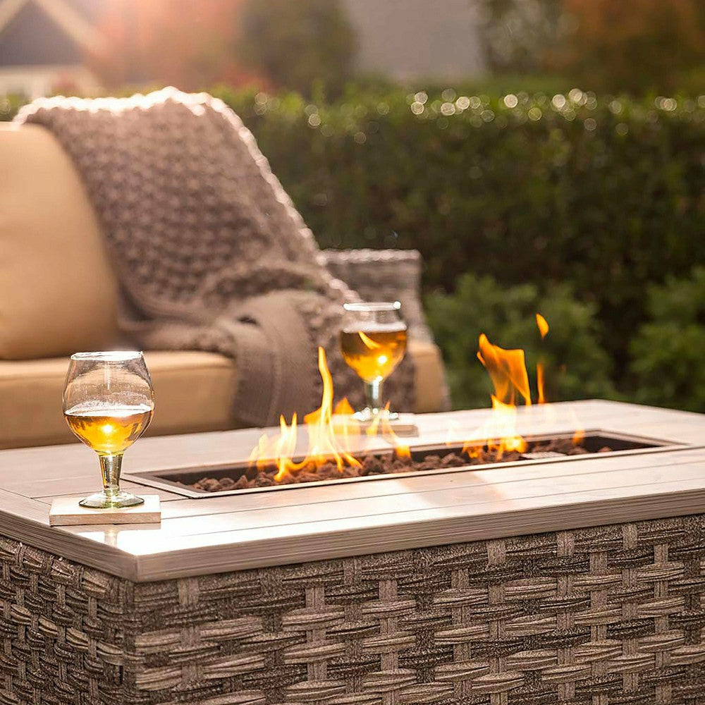 Plow & Hearth 5Pcs Alum Wicker Conversation Set with Cushions