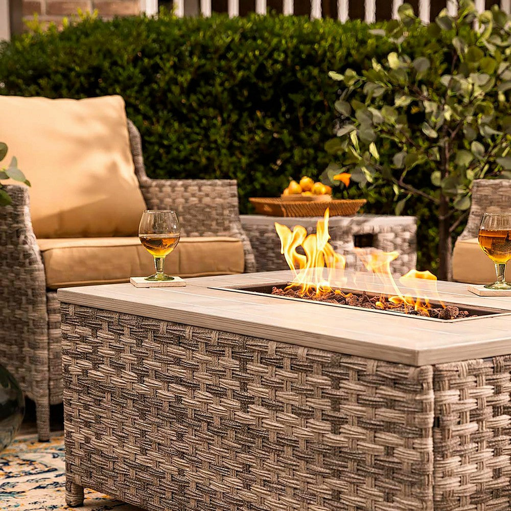 Plow & Hearth 5Pcs Alum Wicker Conversation Set with Cushions