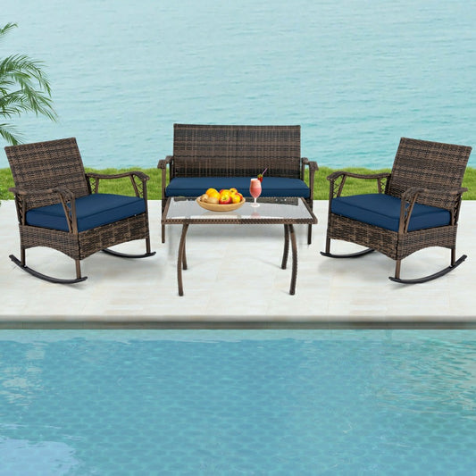 Plow & Hearth Outdoor Wicker Rocking Set