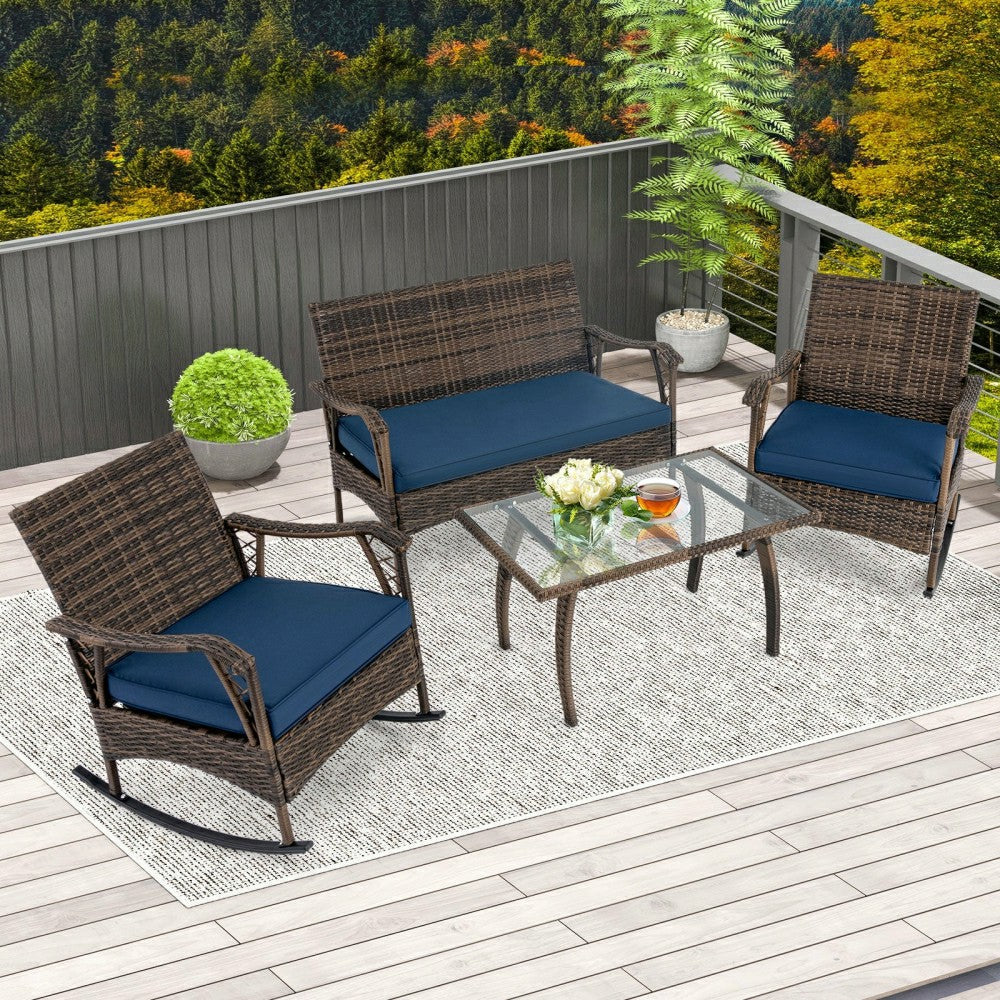 Plow & Hearth Outdoor Wicker Rocking Set