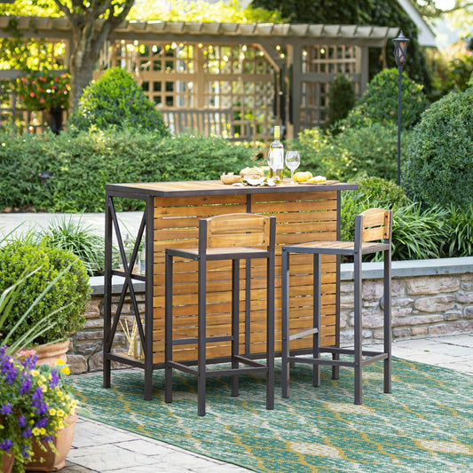 Plow & Hearth Aacia Bar Table with Iron Frame