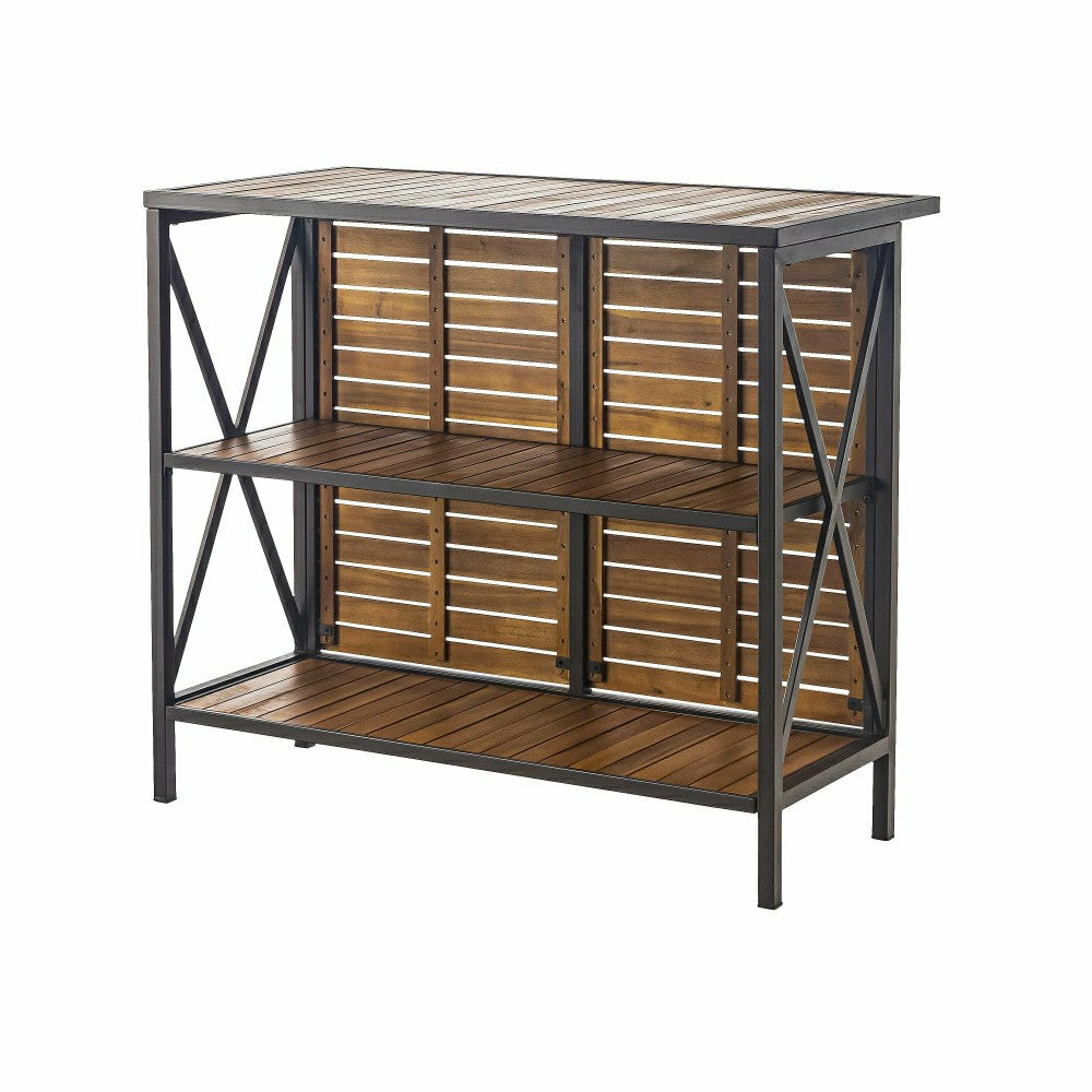 Plow & Hearth Aacia Bar Table with Iron Frame