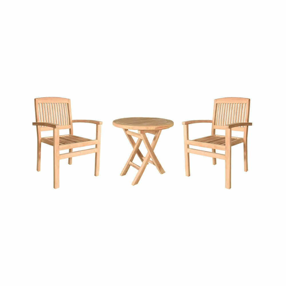 Plow & Hearth Teak Chat Set, 3-Piece