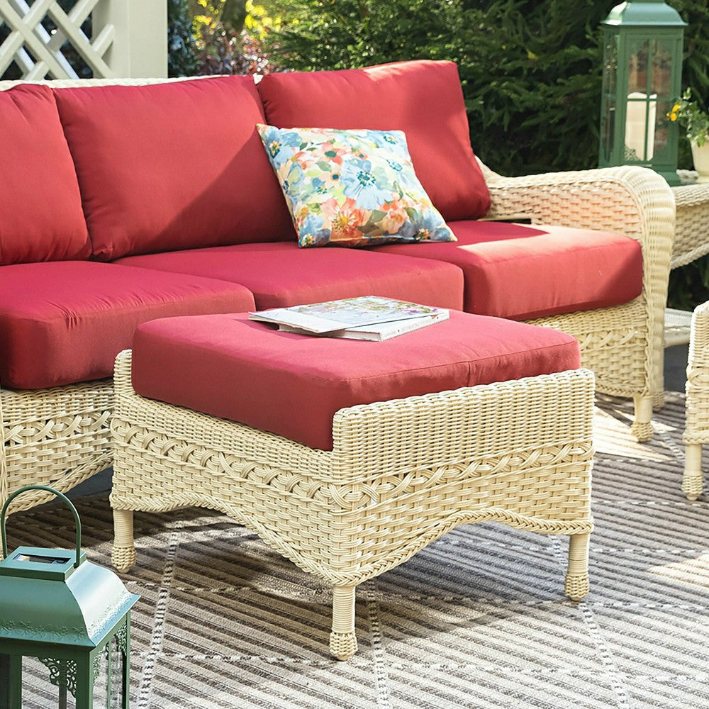 Plow & Hearth Prospect Hill Outdoor Wicker Deep Seating Sofa w/Cushions