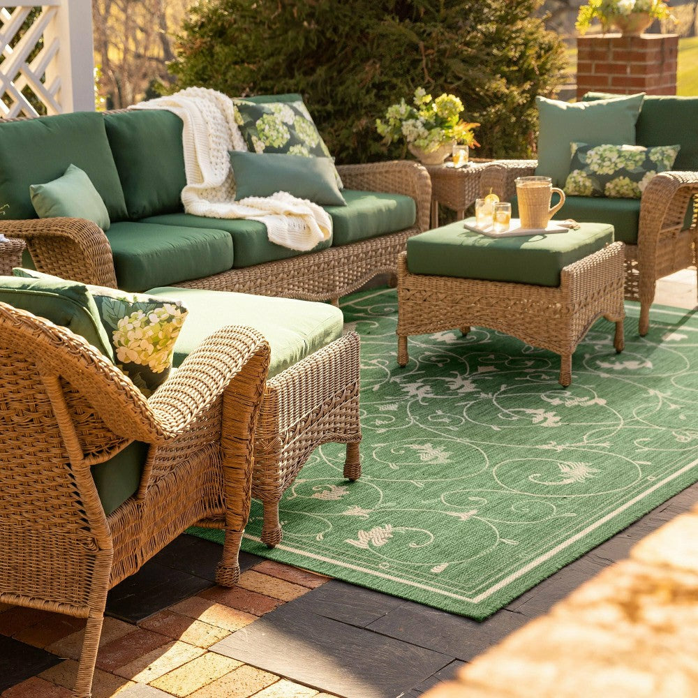 Plow & Hearth Prospect Hill Outdoor Wicker Deep Seating Sofa w/Cushions