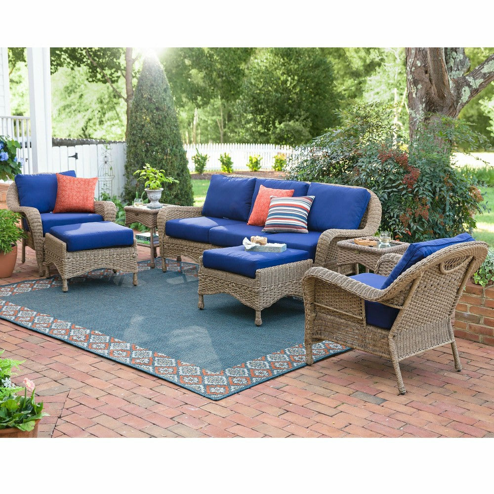 Plow & Hearth Prospect Hill Outdoor Wicker Deep Seating Sofa w/Cushions