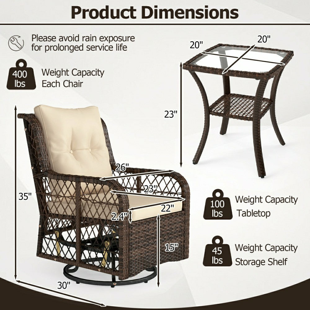 Plow & Hearth 3 Piece Patio Furniture Set
