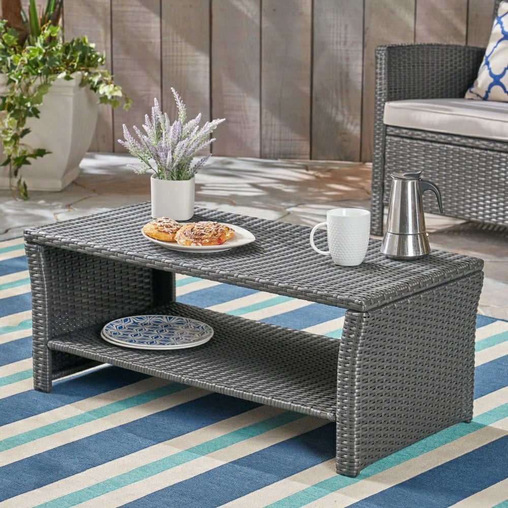 Plow & Hearth St Lucia Rattan Coffee Table