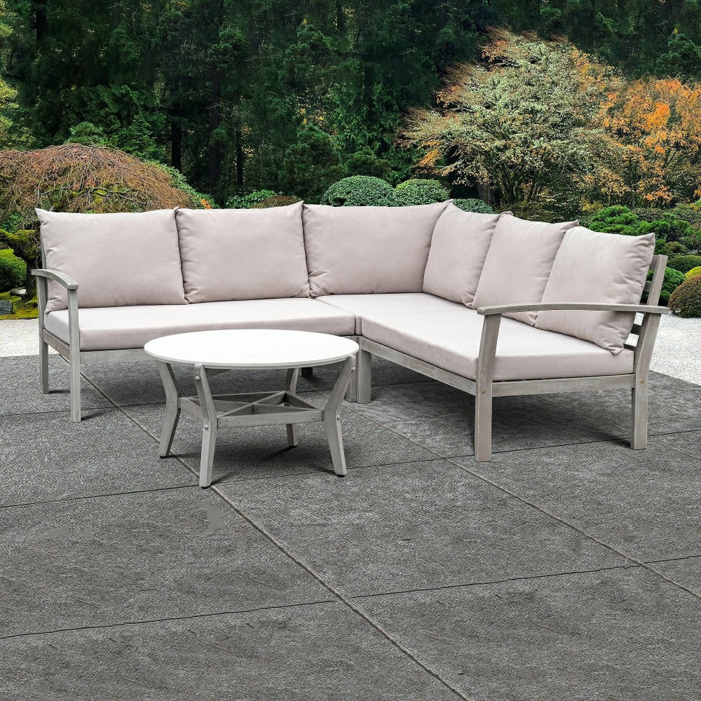 Plow & Hearth Ridgewind Outdoor Sectional Sofa Seating Set With Cocktail Table