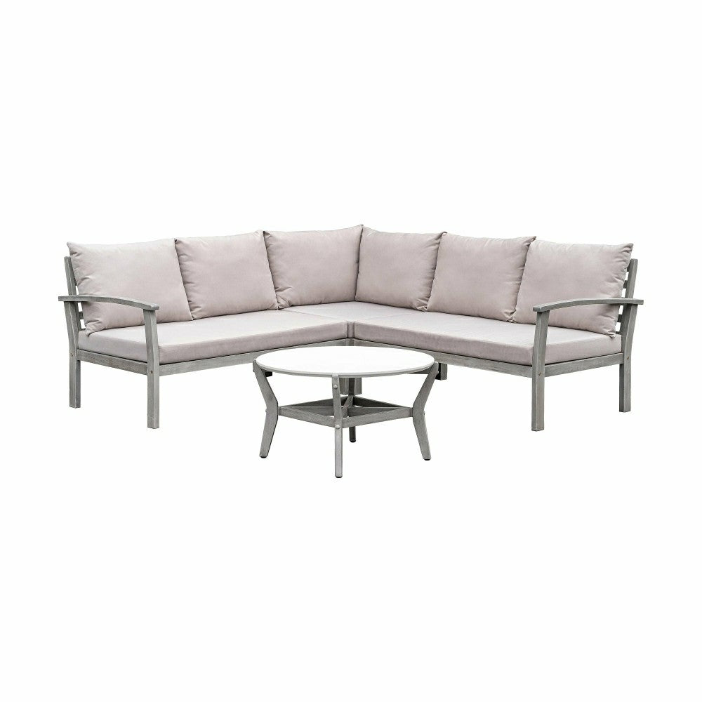 Plow & Hearth Ridgewind Outdoor Sectional Sofa Seating Set With Cocktail Table