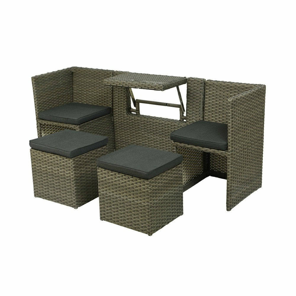 Plow & Hearth Compact Modular Wicker Balcony Seating Set with Multiple Configuration