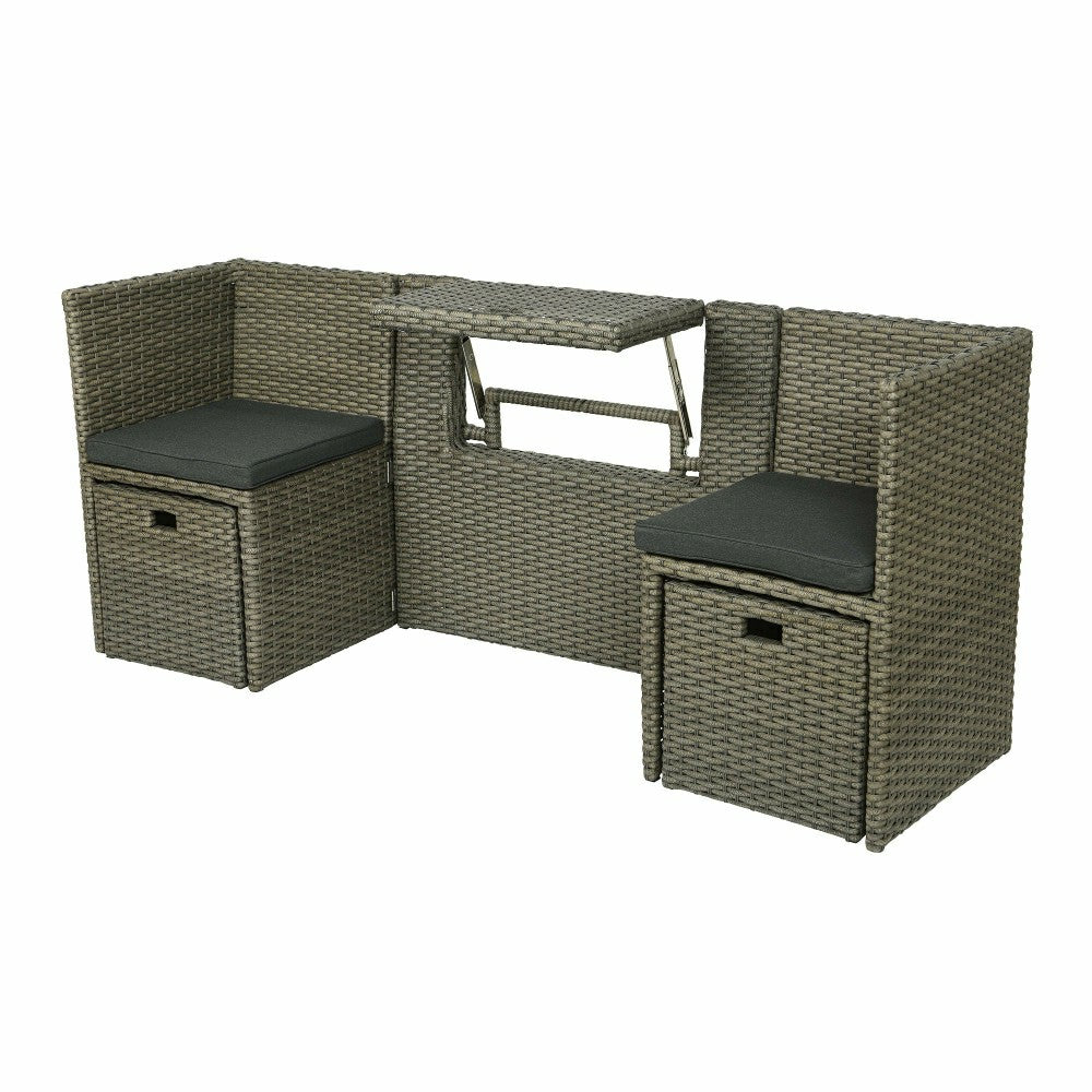Plow & Hearth Compact Modular Wicker Balcony Seating Set with Multiple Configuration