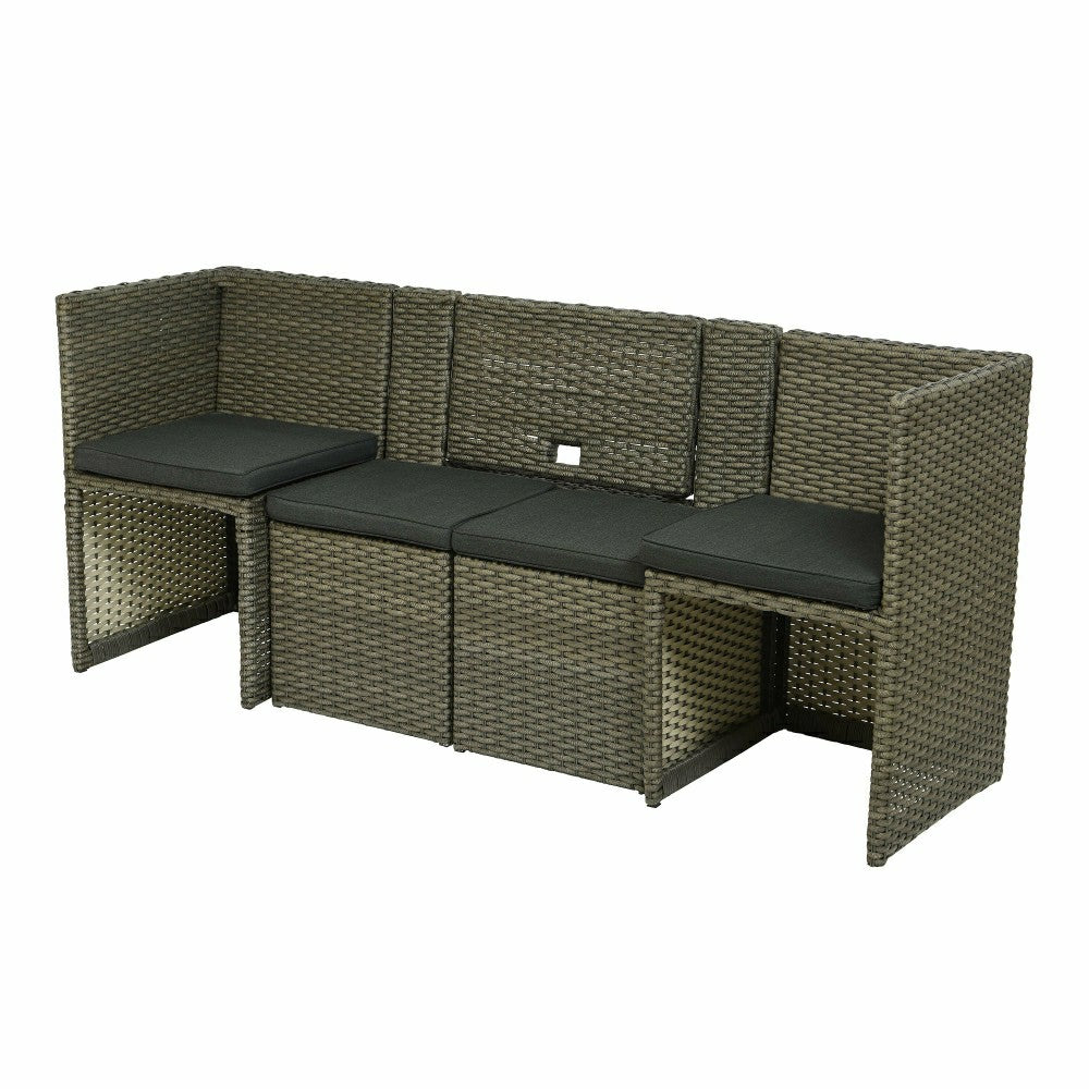 Plow & Hearth Compact Modular Wicker Balcony Seating Set with Multiple Configuration