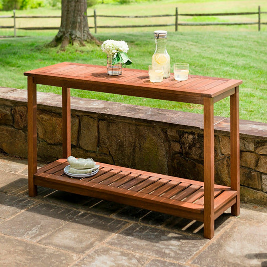 Plow & Hearth Eucalyptus Wood Console Table