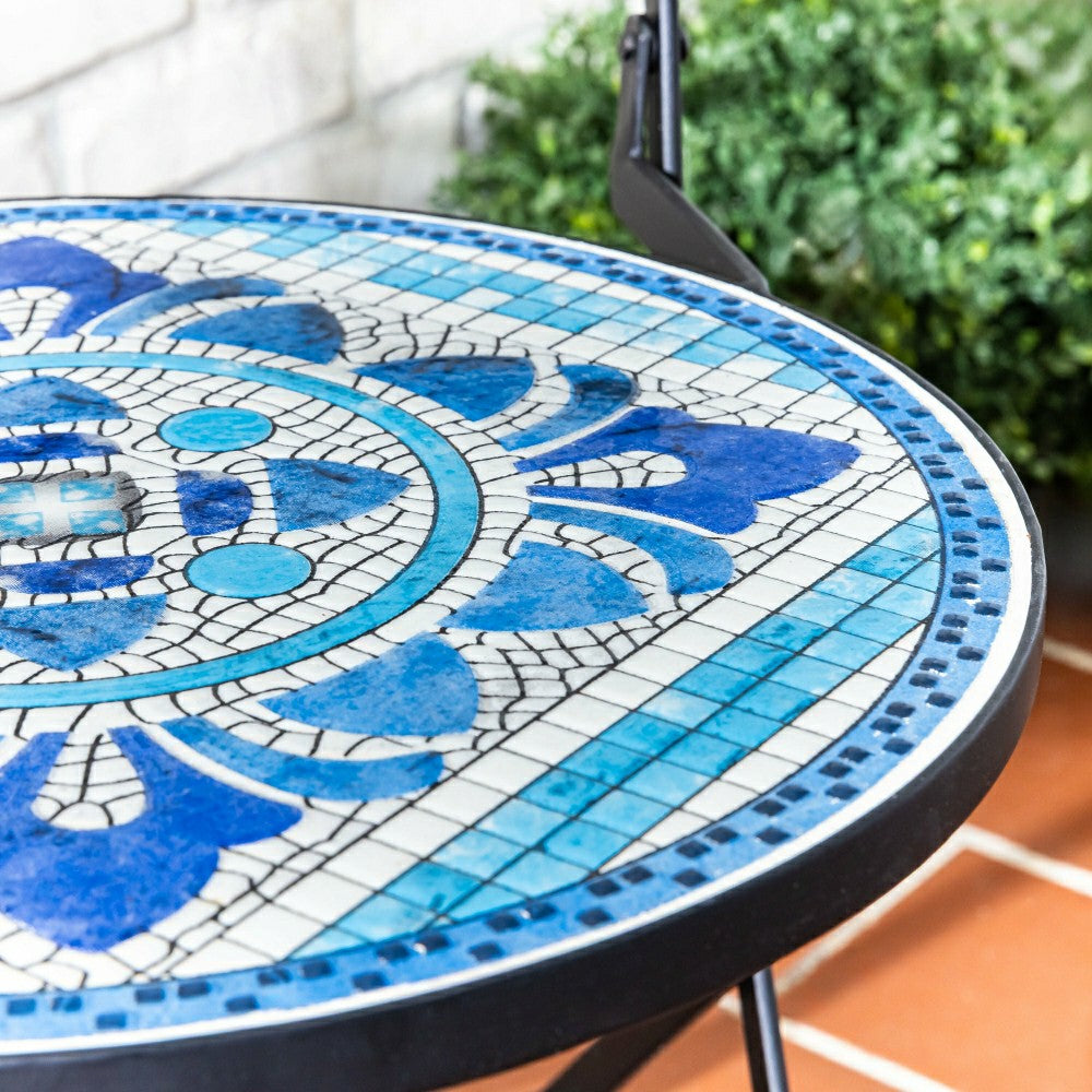 Plow & Hearth Santorini Breeze Mosaic Bistro Table and Chair Set