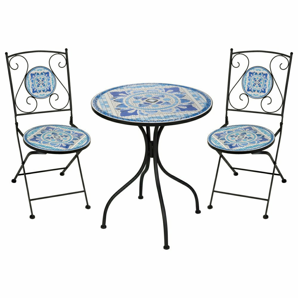 Plow & Hearth Santorini Breeze Mosaic Bistro Table and Chair Set