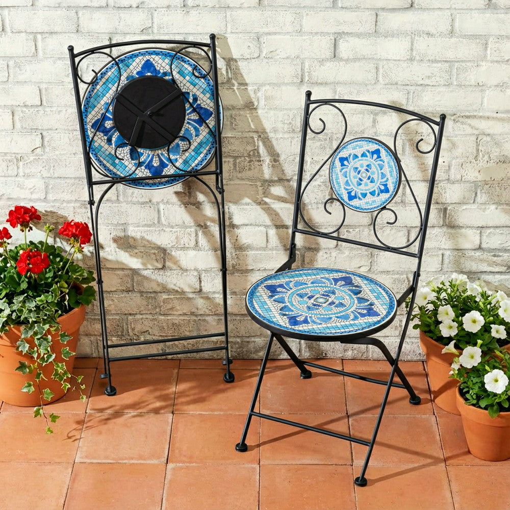 Plow & Hearth Santorini Breeze Mosaic Bistro Table and Chair Set