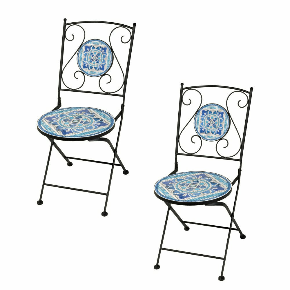 Plow & Hearth Santorini Breeze Mosaic Bistro Table and Chair Set