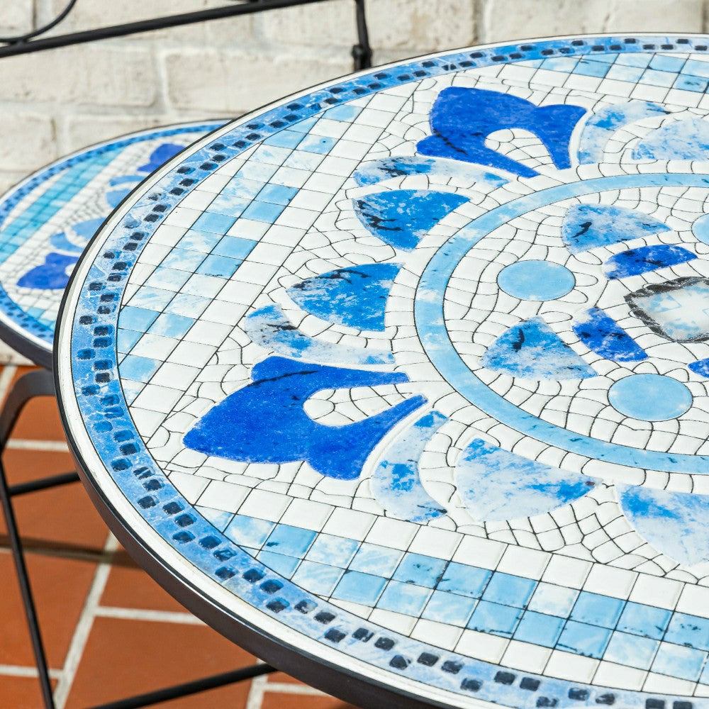 Plow & Hearth Santorini Breeze Mosaic Bistro Table and Chair Set