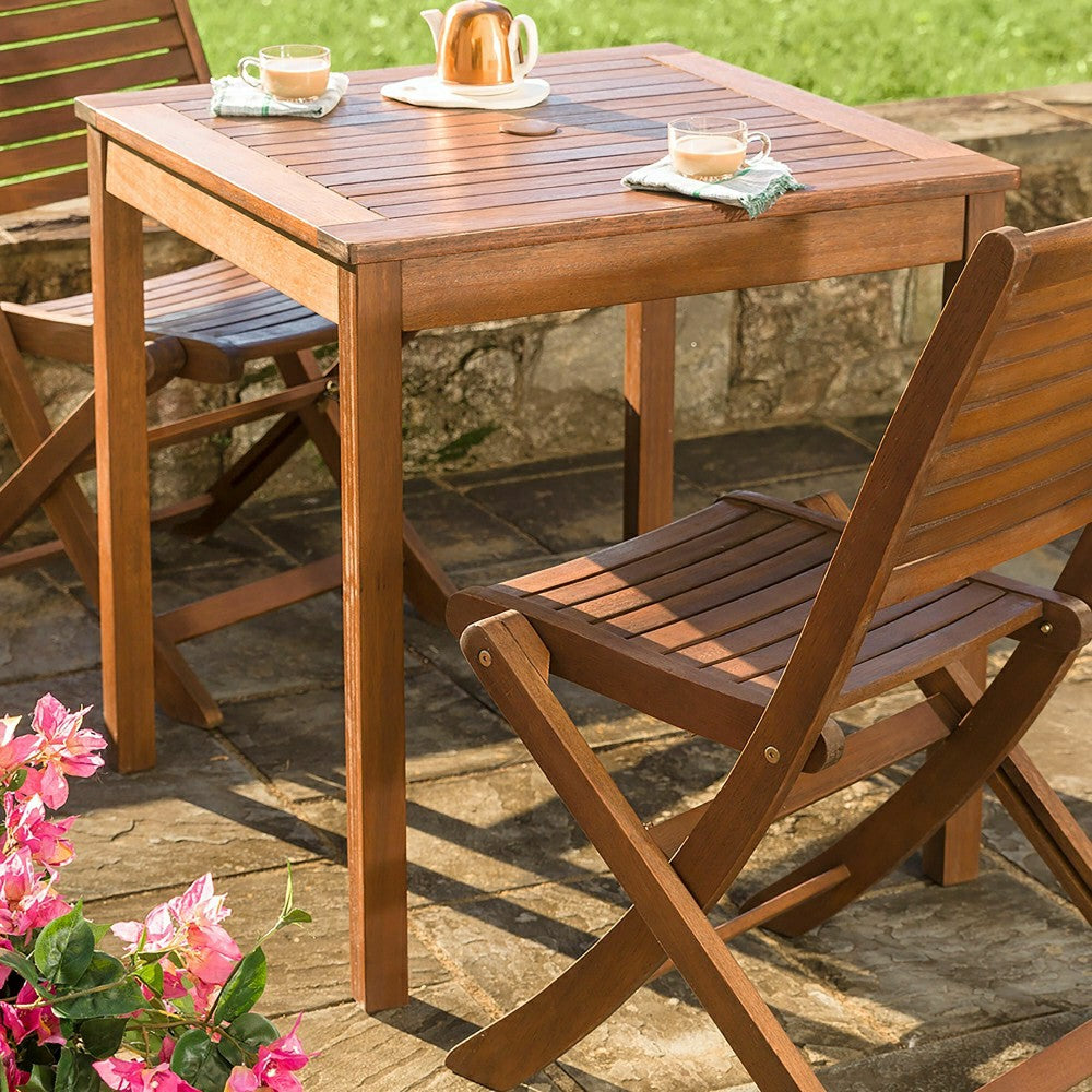 Plow & Hearth Eucalyptus Wood Outdoor Square Bistro Table