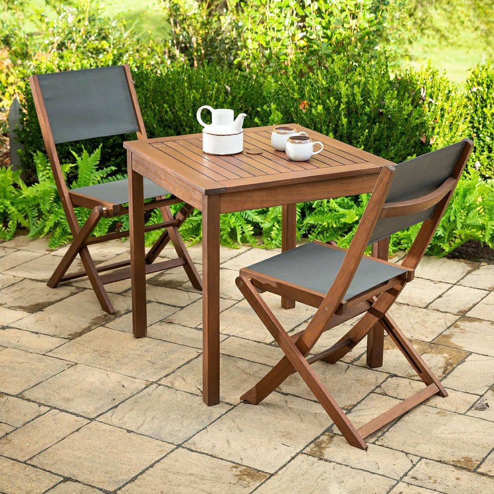 Plow & Hearth Eucalyptus Wood Outdoor Square Bistro Table