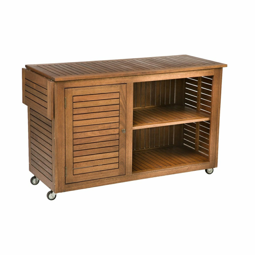 Plow & Hearth Large Eucalyptus Wood Rolling Cart