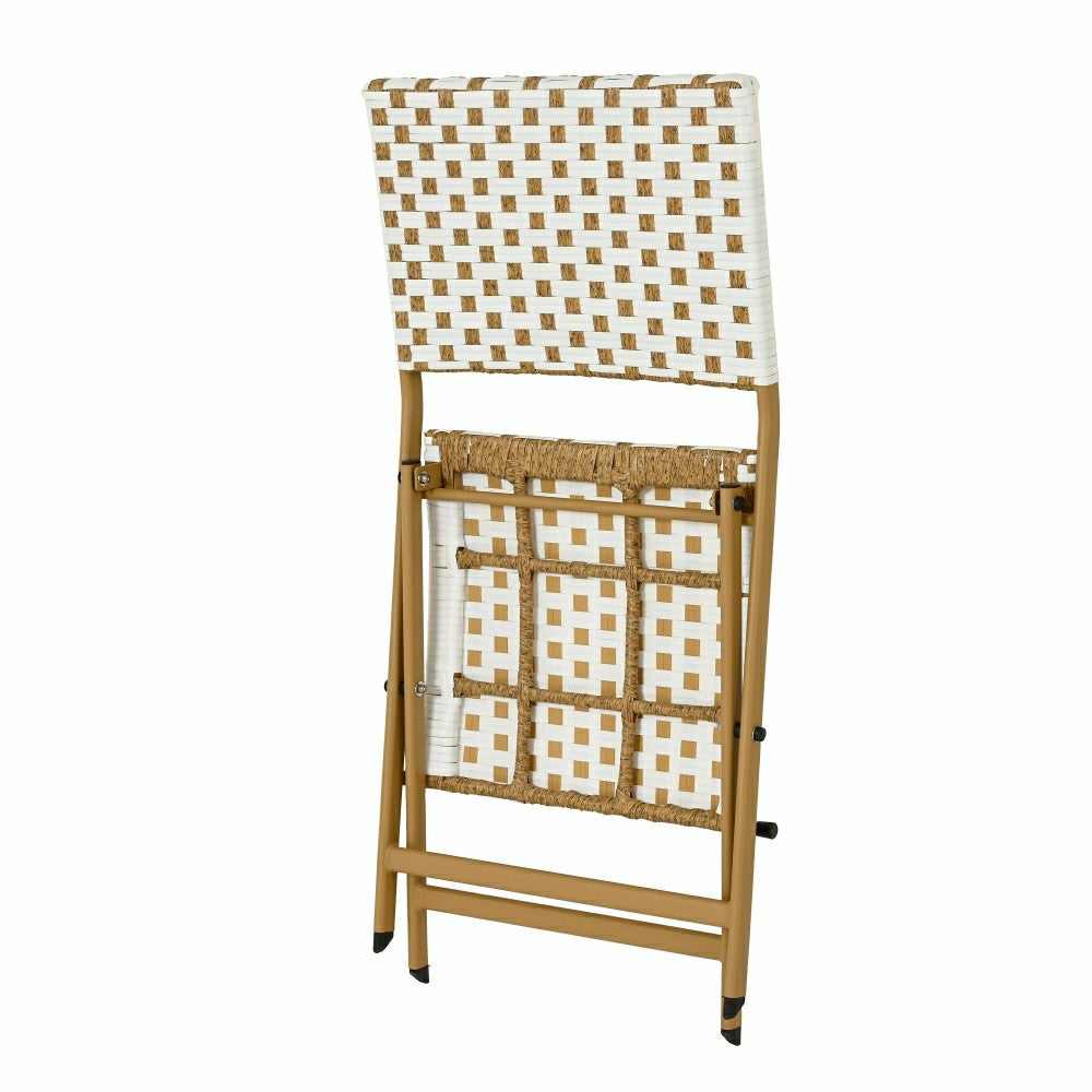 Plow & Hearth Folding Wicker 3-Piece Bistro Set