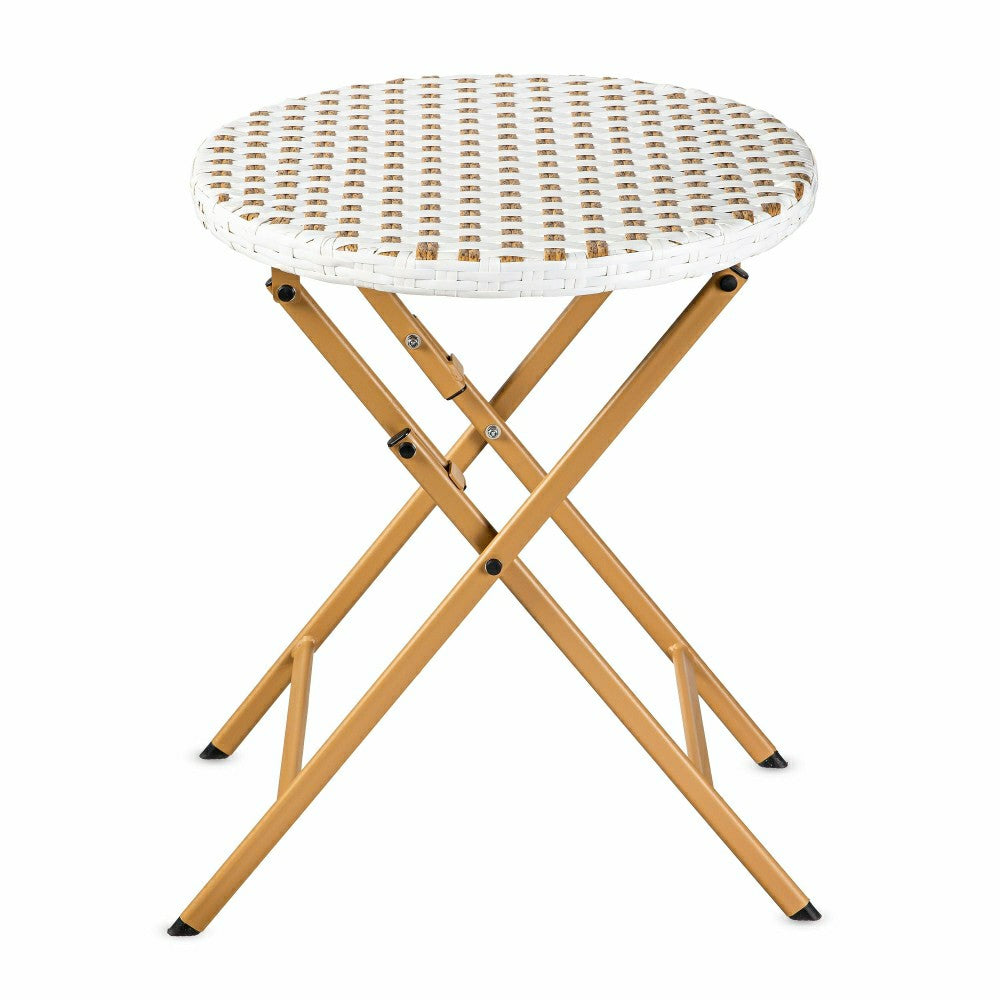 Plow & Hearth Folding Wicker 3-Piece Bistro Set