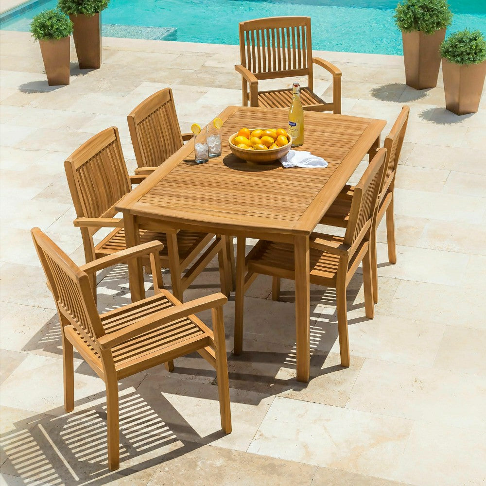 Plow & Hearth Teak Dining Set, 7-Piece Set