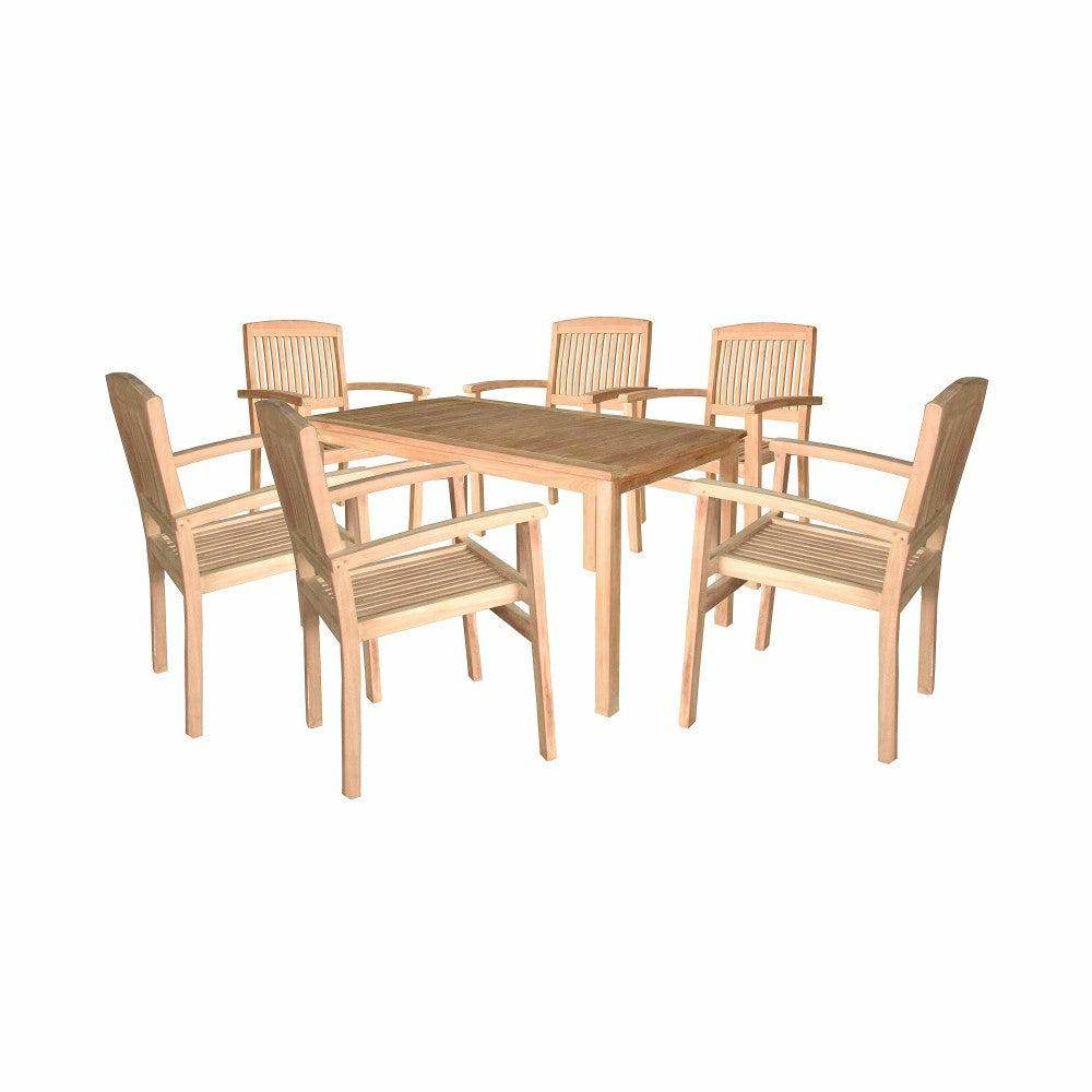 Plow & Hearth Teak Dining Set, 7-Piece Set