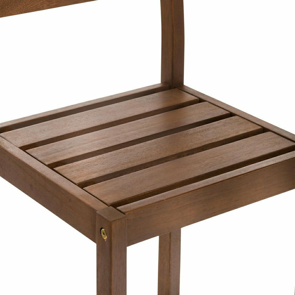 Plow & Hearth Lancaster Eucalyptus Outdoor Bar Set with Table and 2 Bar Stools, 3-Pi