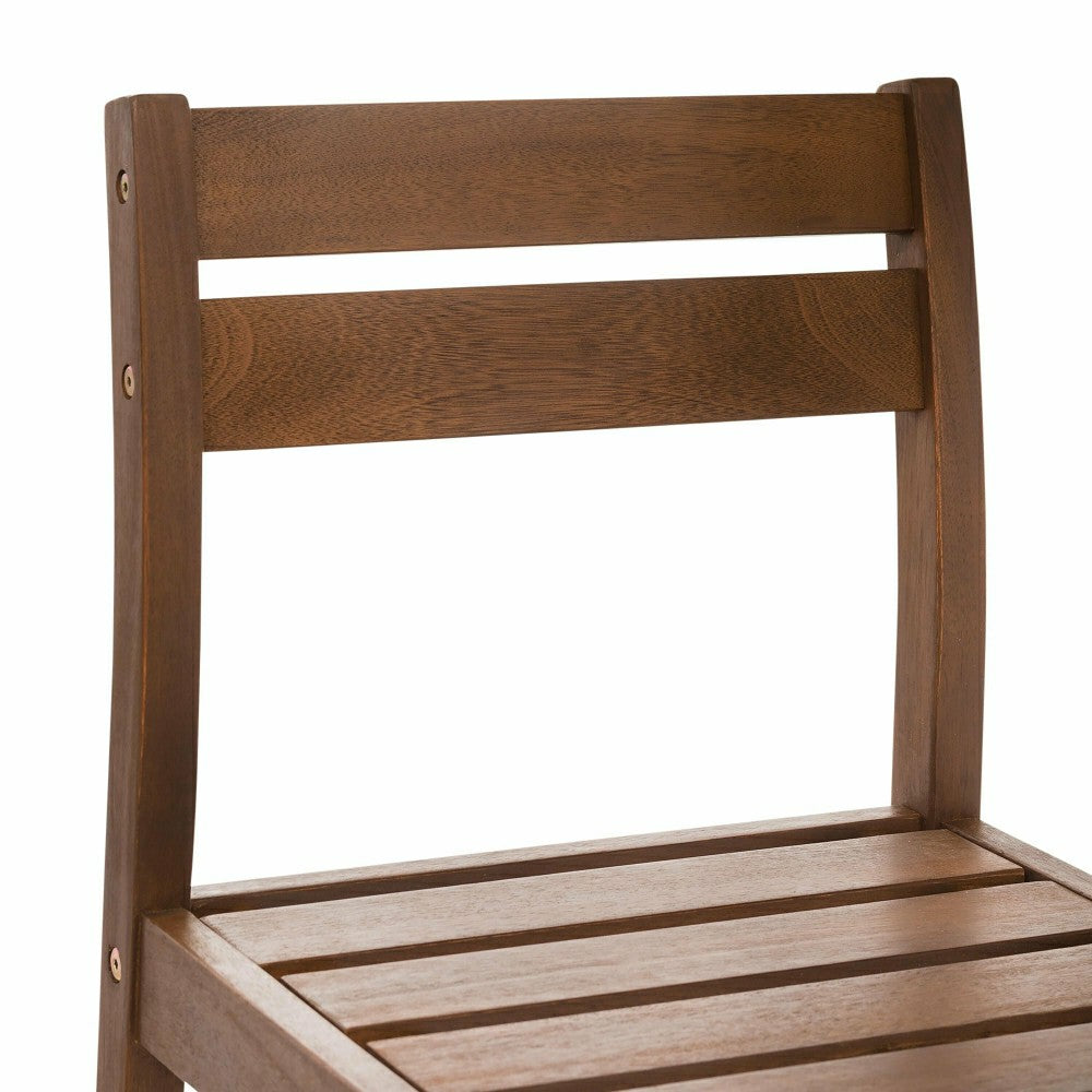 Plow & Hearth Lancaster Eucalyptus Outdoor Bar Set with Table and 2 Bar Stools, 3-Pi