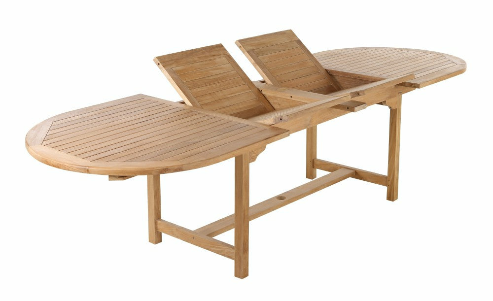 Plow & Hearth Åre Adjustable 6-8 Person Natural Teak Outdoor Dining Table – 79″-118″