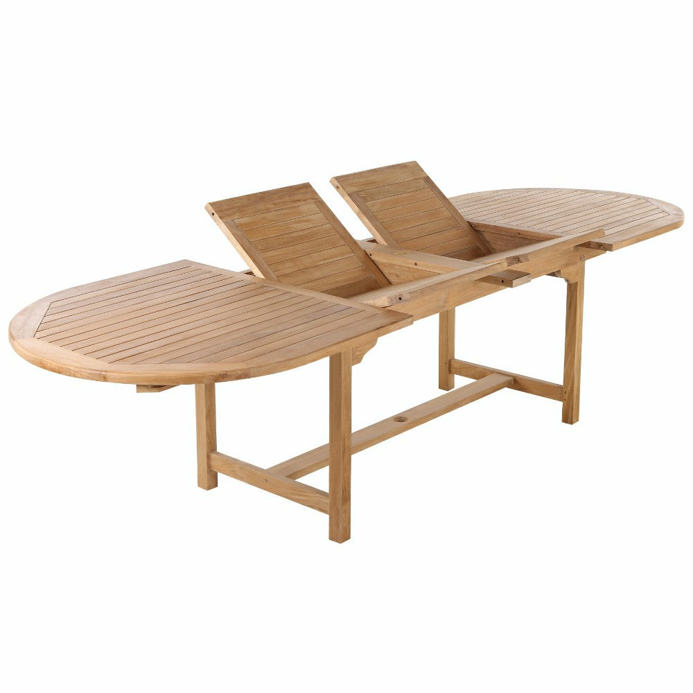 Plow & Hearth Åre Adjustable 6-8 Person Natural Teak Outdoor Dining Table – 79″-118″