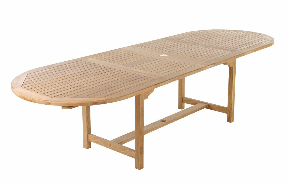 Plow & Hearth Åre Adjustable 6-8 Person Natural Teak Outdoor Dining Table – 79″-118″
