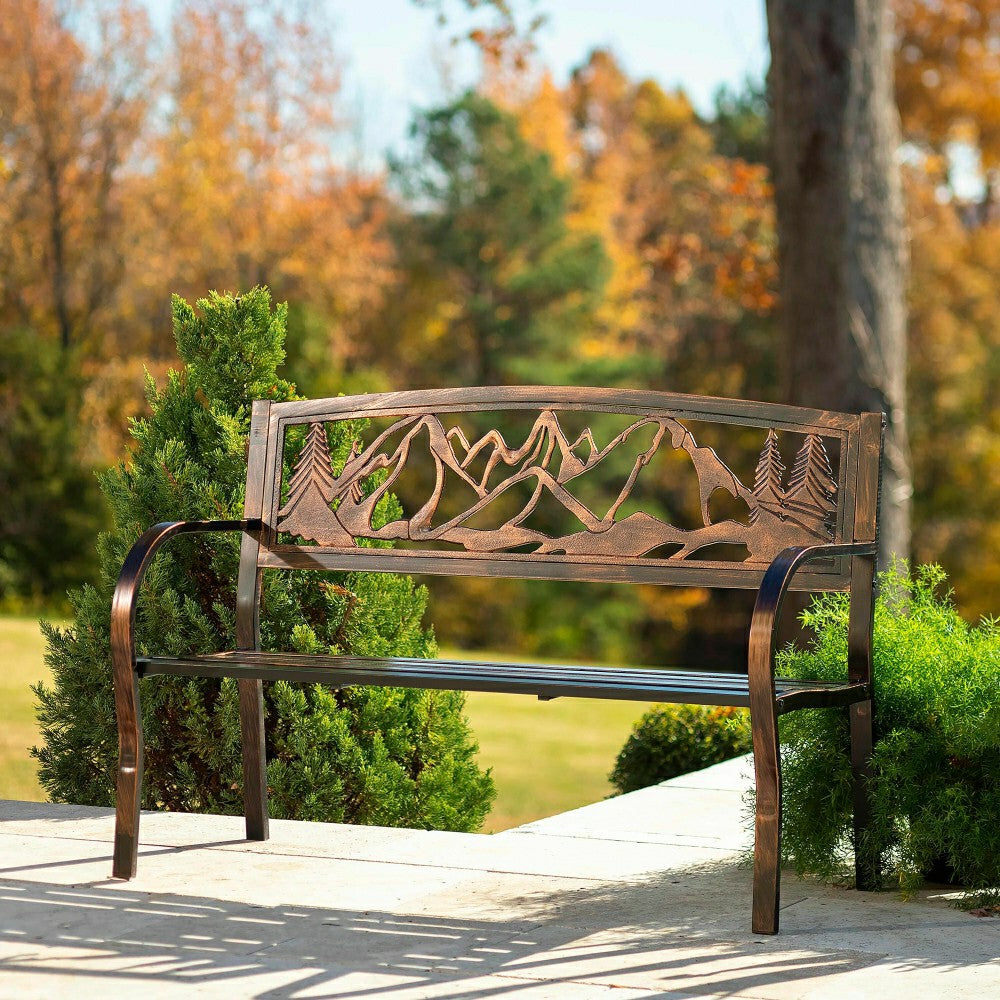 Plow & Hearth Mountain View Metal Garden Bench