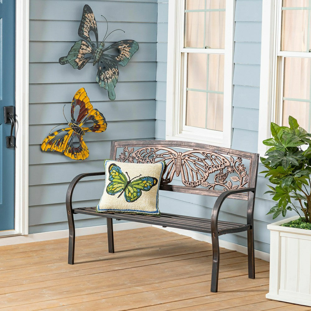 Plow & Hearth Butterfly Metal Garden Bench