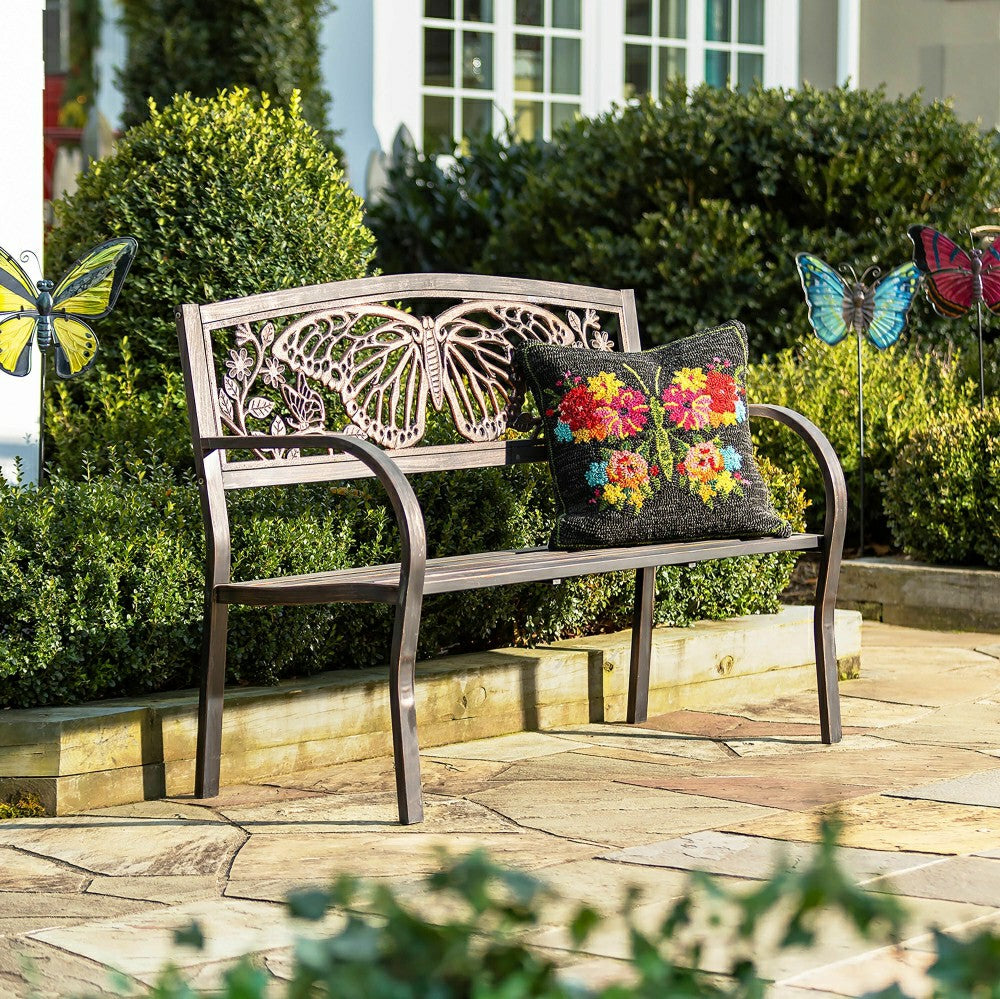 Plow & Hearth Butterfly Metal Garden Bench