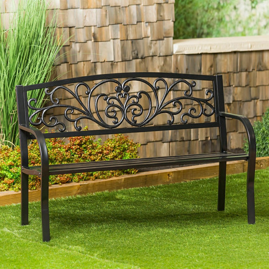 Plow & Hearth Blooming Metal Garden Bench