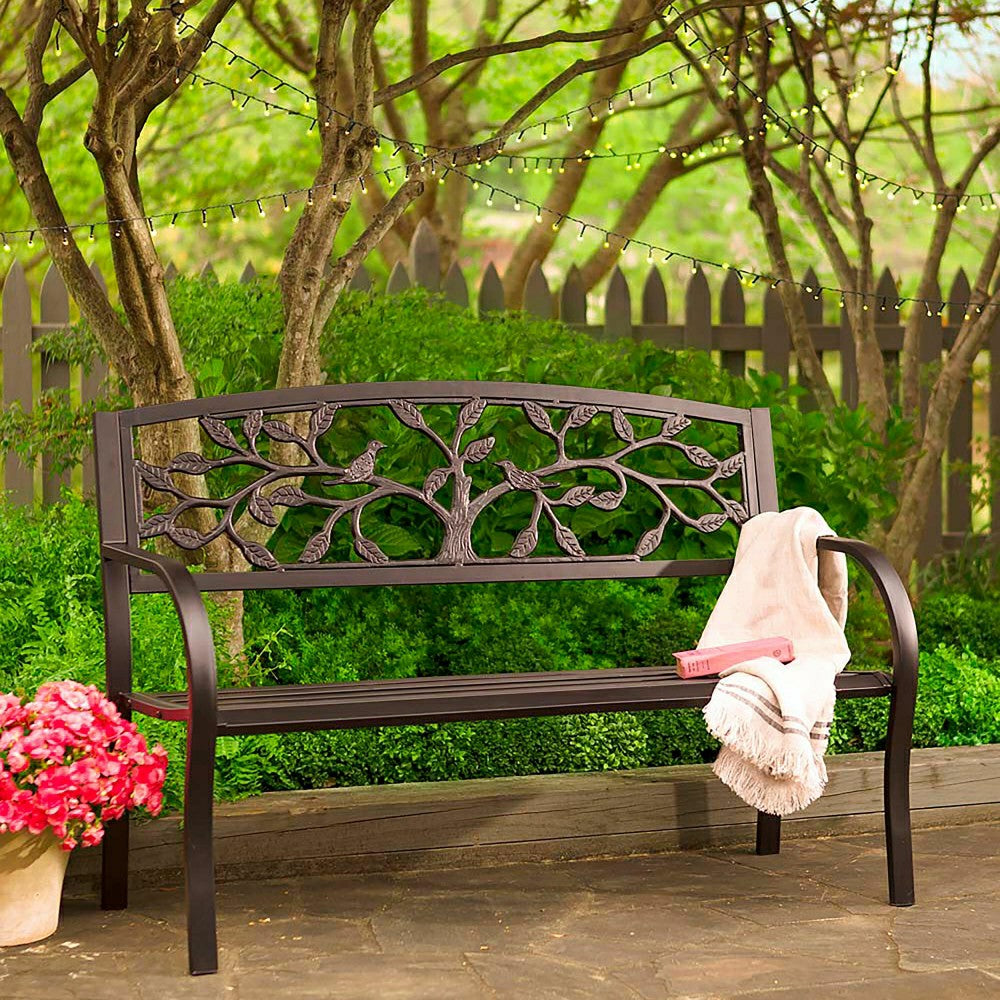 Plow & Hearth Tree of Life Metal Garden Bench