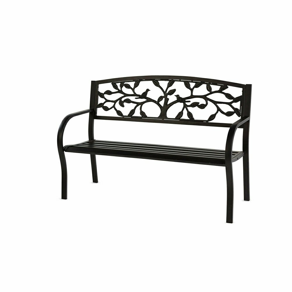 Plow & Hearth Slimline Tree of Life Metal Garden Bench