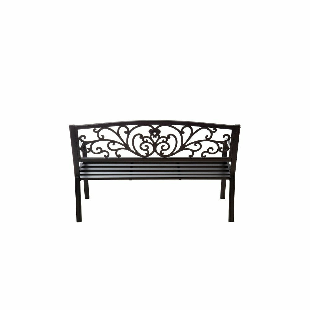 Plow & Hearth Blooming Garden Metal Bench, Black