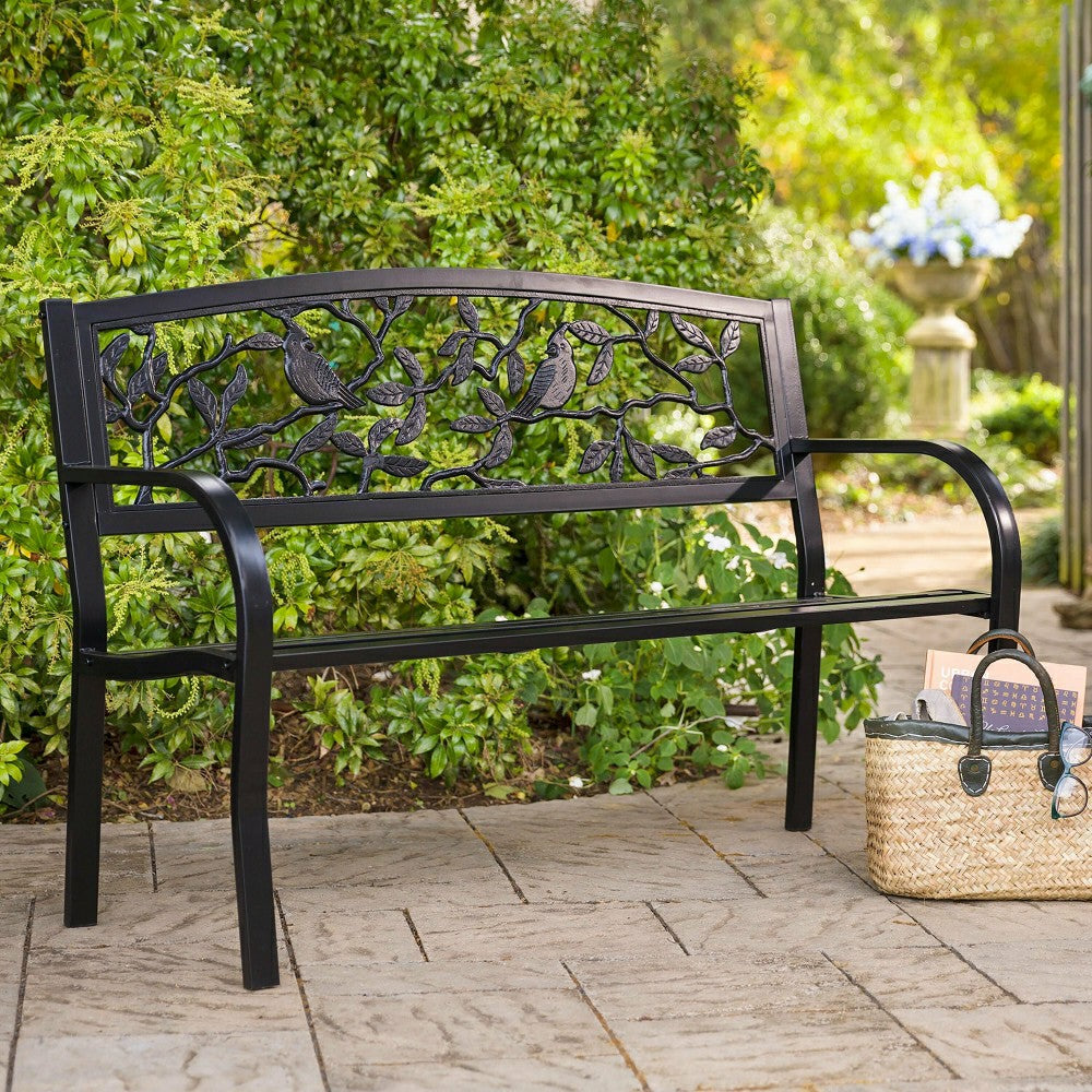 Plow & Hearth Cardinals Metal Garden Bench