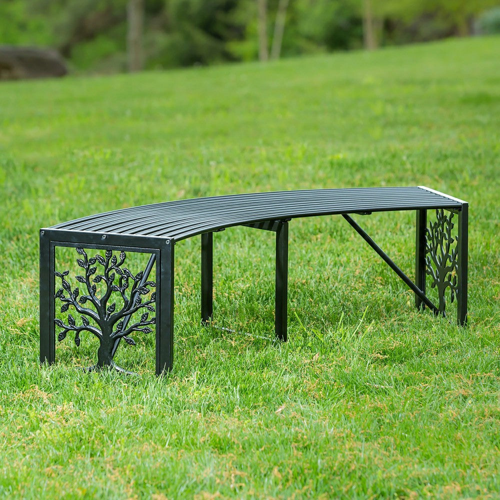 Plow & Hearth Curved Metal Bench Tree of Life