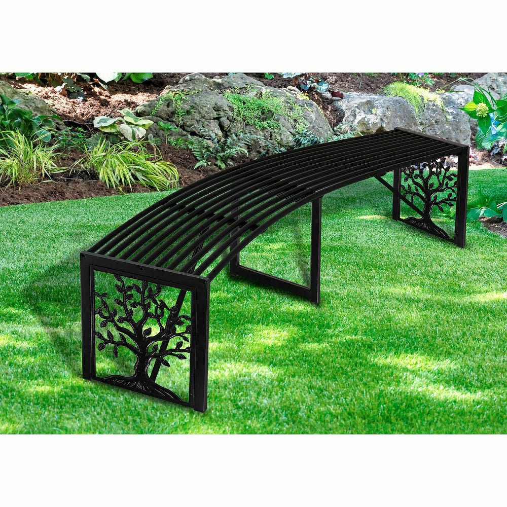 Plow & Hearth Curved Metal Bench Tree of Life