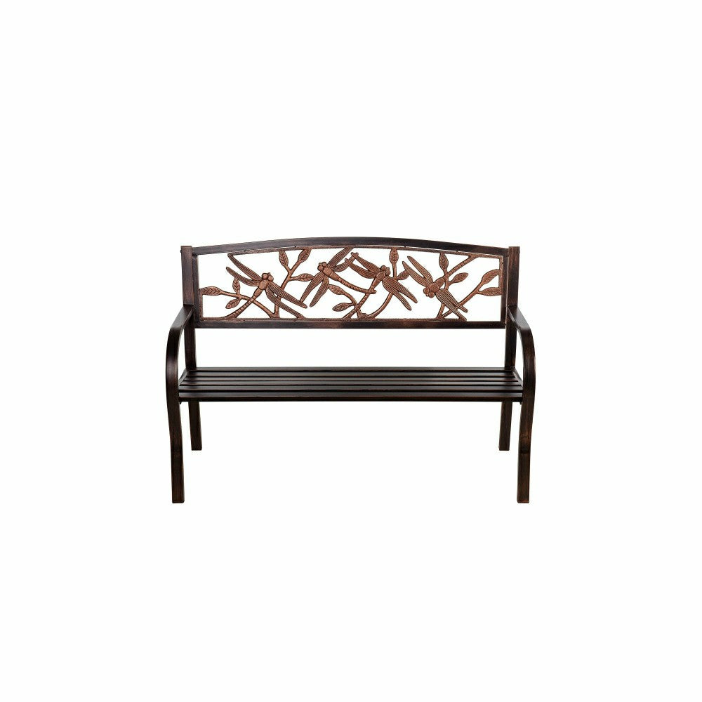Plow & Hearth Dragonfly Metal Garden Bench, Bronze